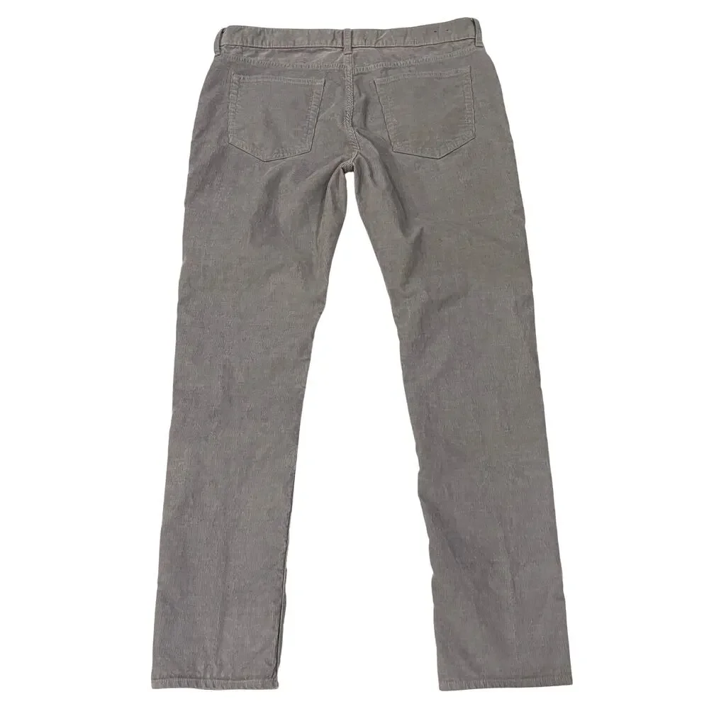 J Crew Corduroy Pants Mens Size 34x32 Gray Slim Fit Straight Leg Stretch Casual